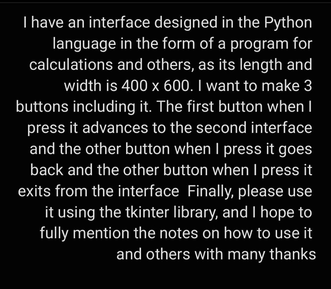 Solved I have an interface designed in the Python language | Chegg.com