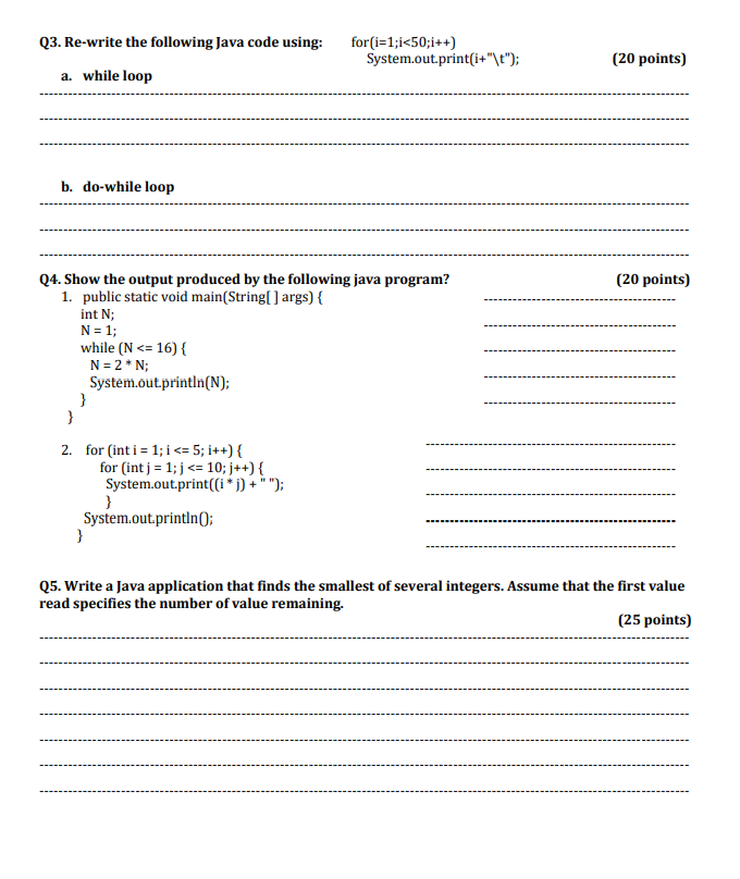 Solved java language (20 points) Q1. Write statements to | Chegg.com