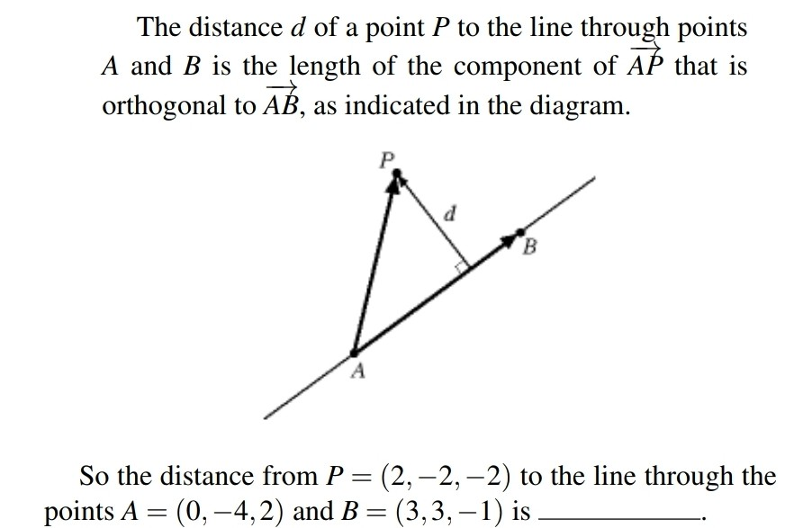 Solved The distance d of a point P to the line through | Chegg.com