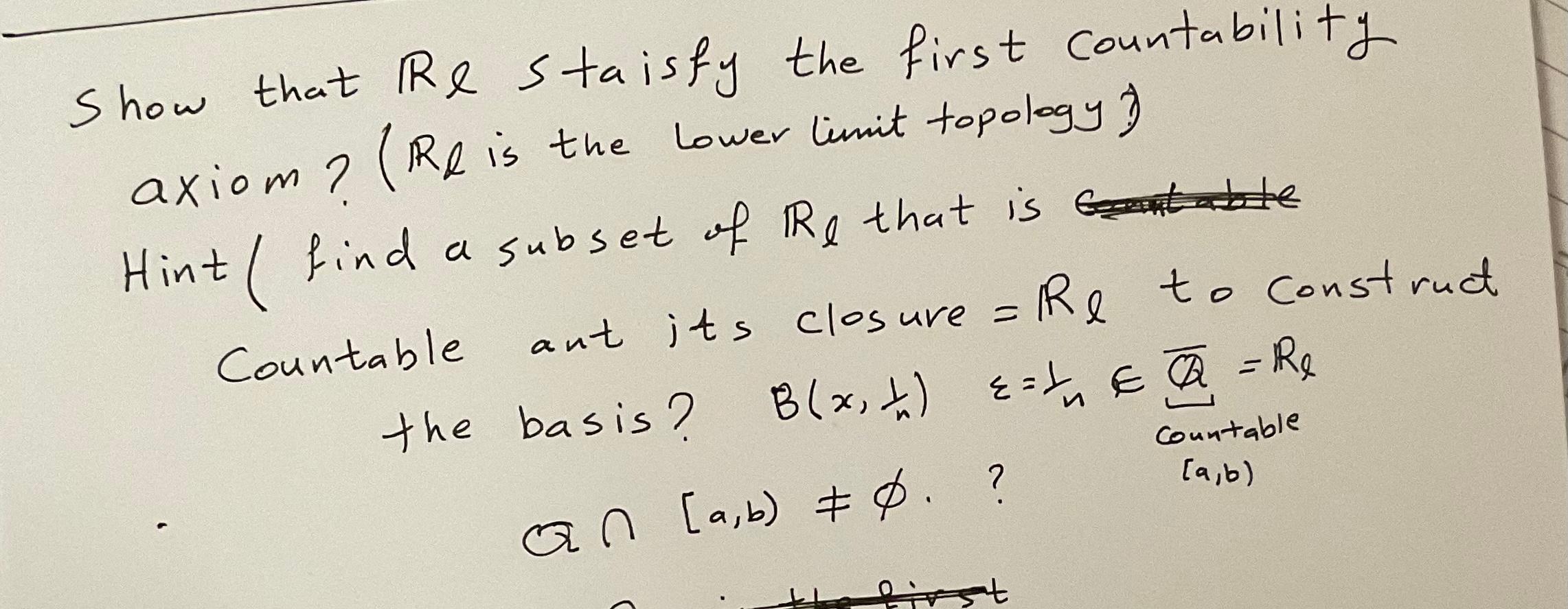 Solved Show That Re Staisfy The First Countability Axiom? | Chegg.com