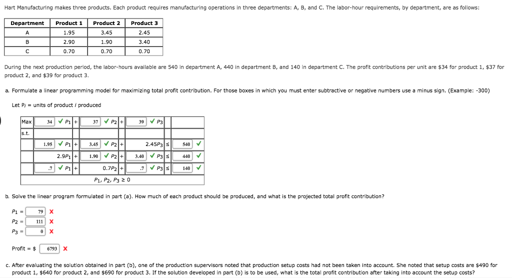 Solved Hart Manufacturing makes three products. Each product | Chegg.com