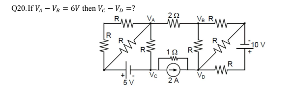 \( V_{A}-V_{B}=6 V \) then \( V_{r}-V_{n}=? \)