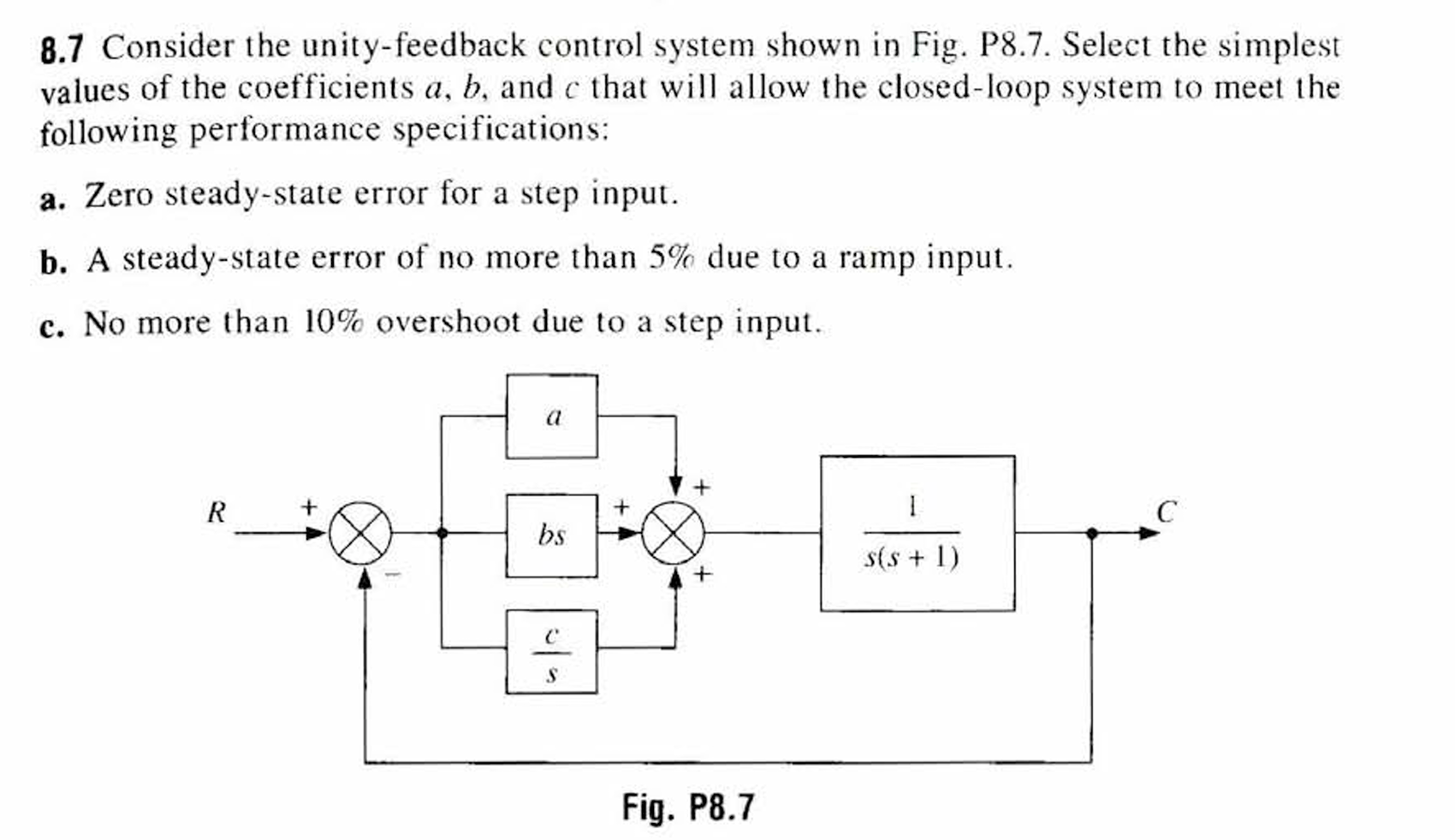 Solved 8.7 Consider the unity-feedback control system shown | Chegg.com