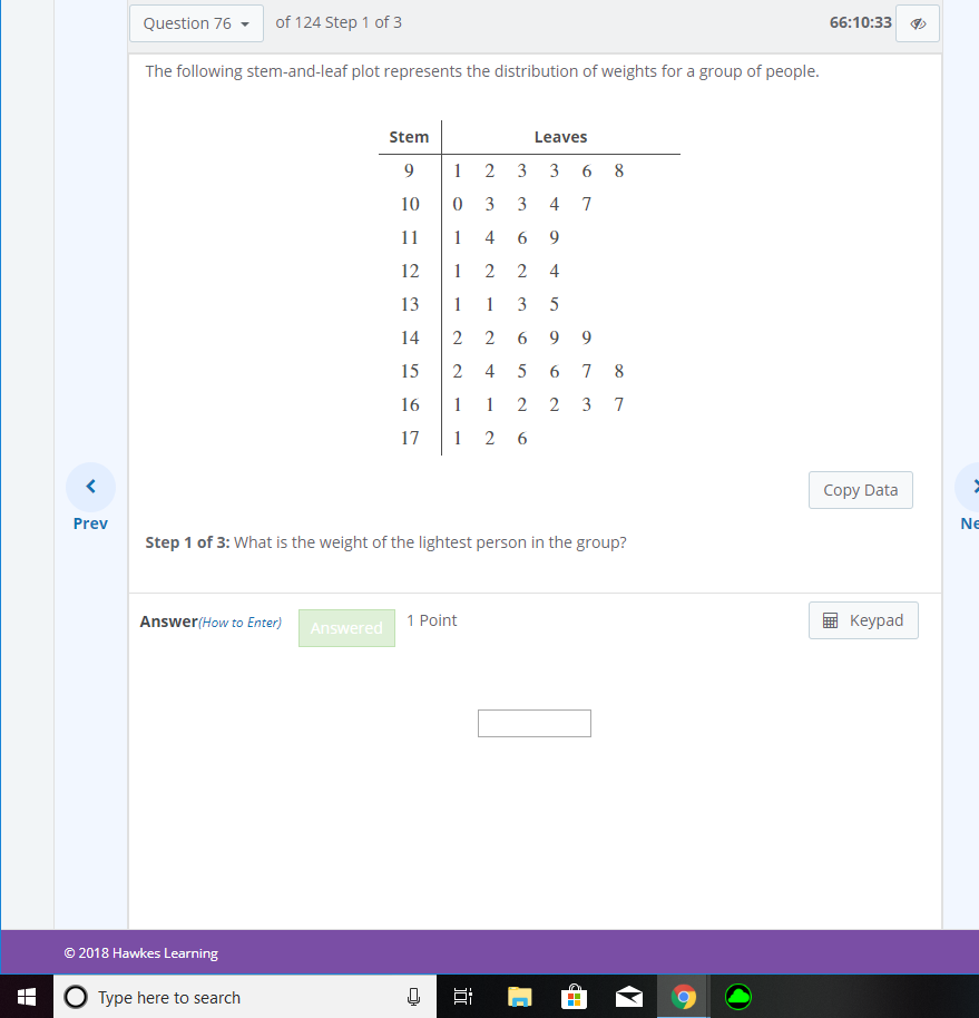 Solved The following stemandleaf plot represents the