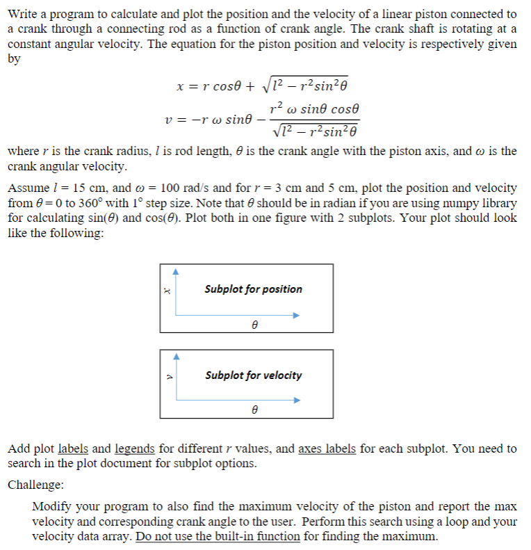 Solved Write a program to calculate and plot the position | Chegg.com