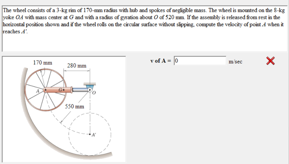 Solved а The wheel consists of a 3-kg rim of 170-mm radius | Chegg.com