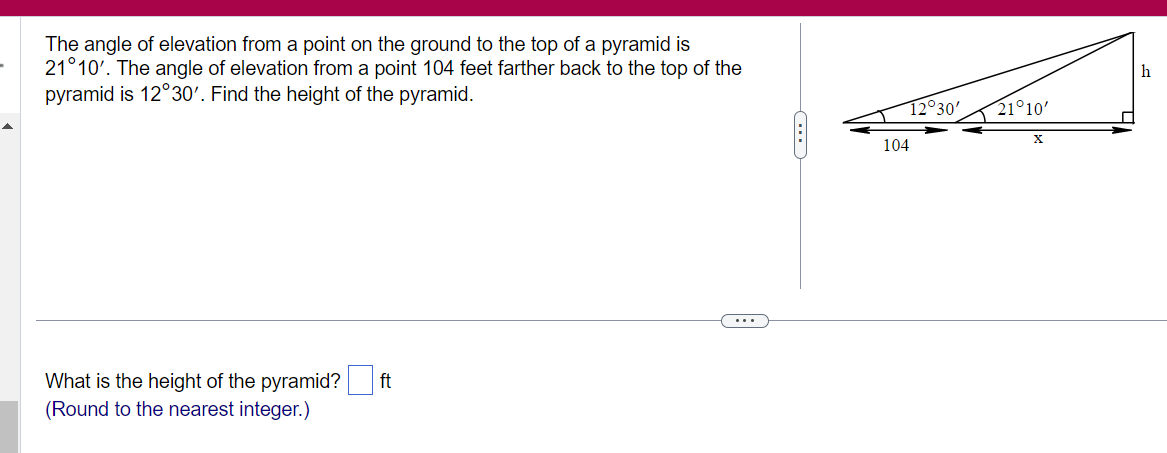 Solved The angle of elevation from a point on the ground to | Chegg.com