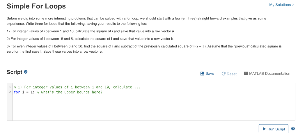 Solved Simple For Loops My Solutions Before we dig into some | Chegg.com