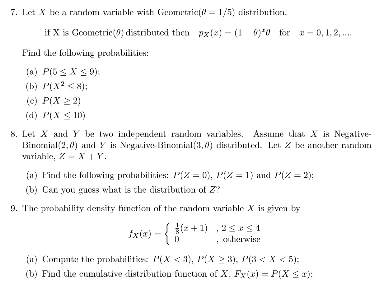 Solved 7 Let X Be A Random Variable With Geometric 0 1 Chegg Com