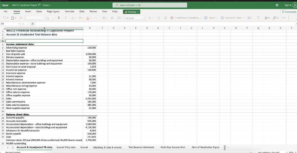 project in practice excel 365 application capstone project 2