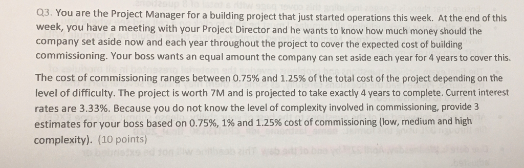 Solved Q3. You are the Project Manager for a building | Chegg.com