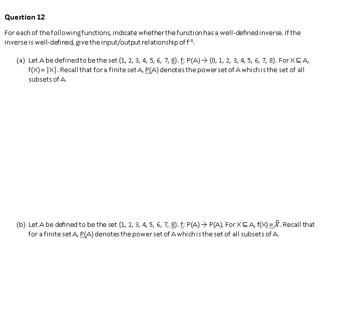 Solved Question 12 For each of the following functions, | Chegg.com