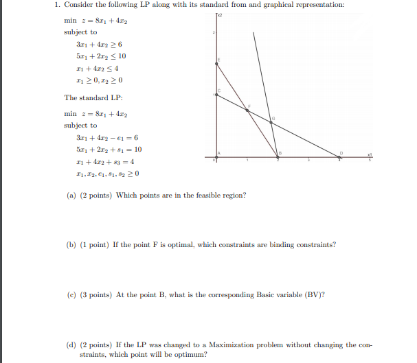 Solved 1. Consider the following LP along with its standard | Chegg.com