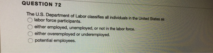 Solved The U.S. Department Of Labor Classifies All | Chegg.com