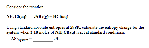 Solved Consider the reaction: NH4Cl(aq)—NH3(g) + HCl(aq) | Chegg.com