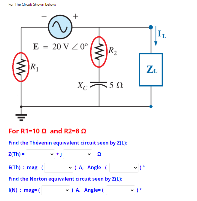 Solved For The Circuit Shown Below E V R2 W R Chegg Com