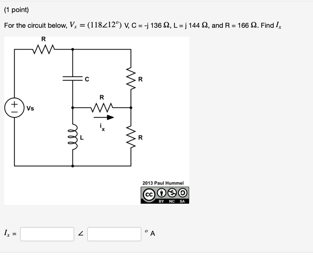 Solved 1 Point For The Circuit Below Vs 1112 V Chegg Com