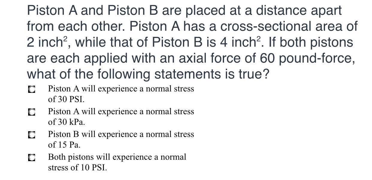 Solved Piston A and Piston B are placed at a distance apart | Chegg.com