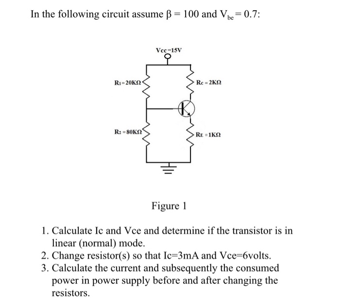 Solved In The Following Circuit Assume β-100 And Vbe-07: | Chegg.com