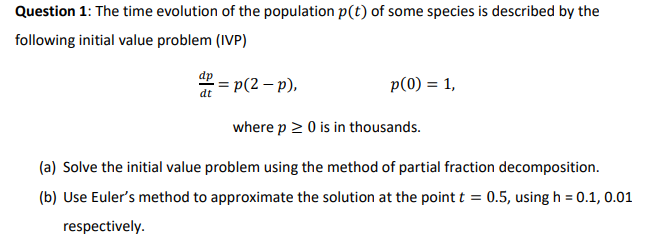 Solved Question 1: The time evolution of the population p(t) | Chegg.com