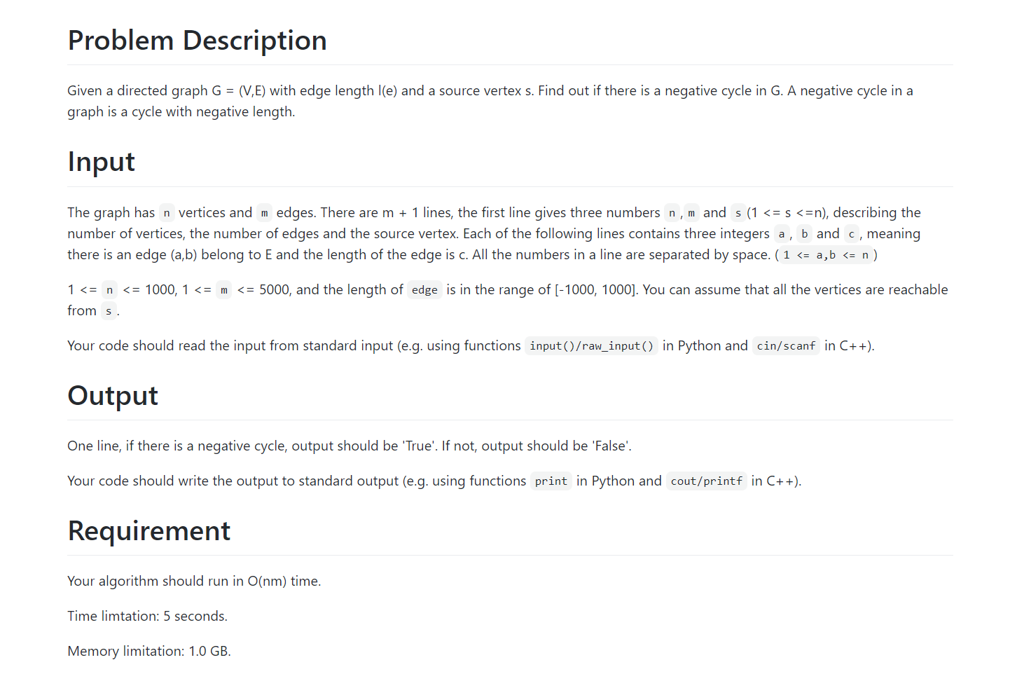 Solved Problem Description Given a directed graph G = (V,E) | Chegg.com