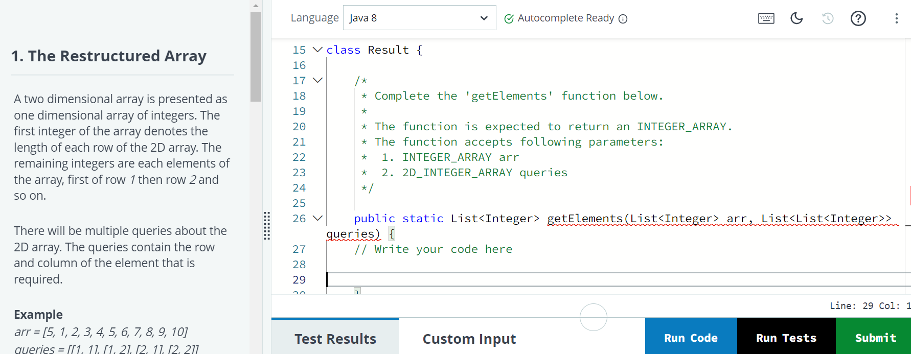 Solved Language Java 8 Autocomplete Ready O G 1. The | Chegg.com