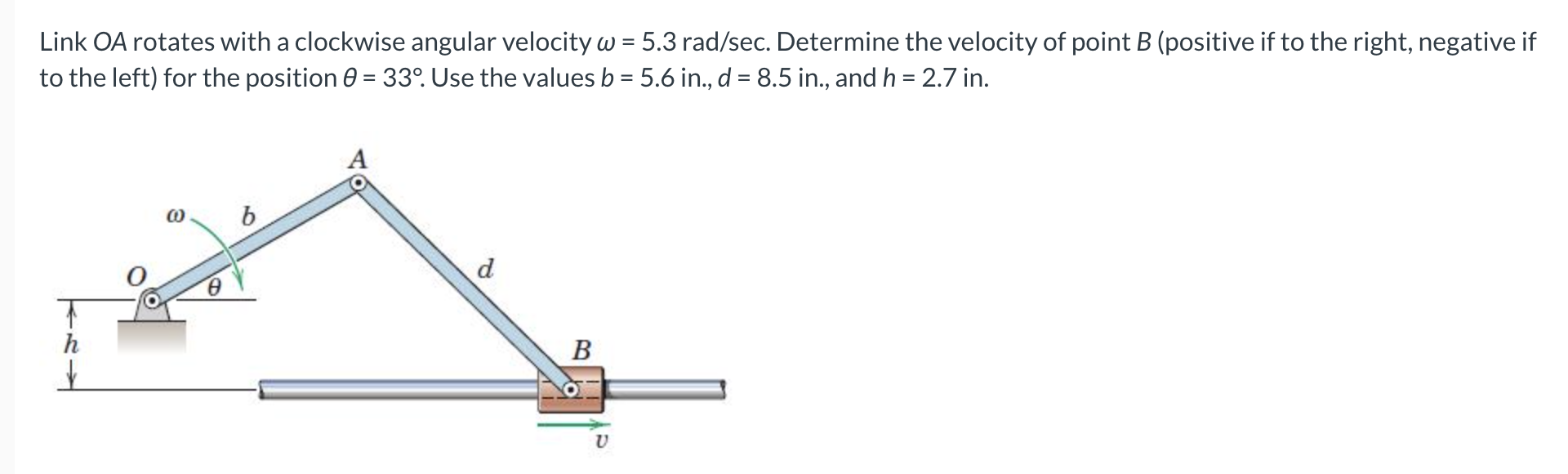 [Solved]: Link OA rotates with a clockwise angular velocity image.