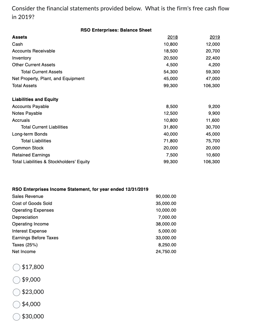 Solved Consider the financial statements provided below. | Chegg.com