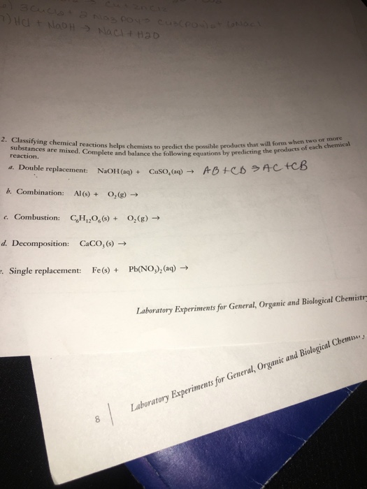 Solved 2. Classifying chemical reactions helps chemists to | Chegg.com