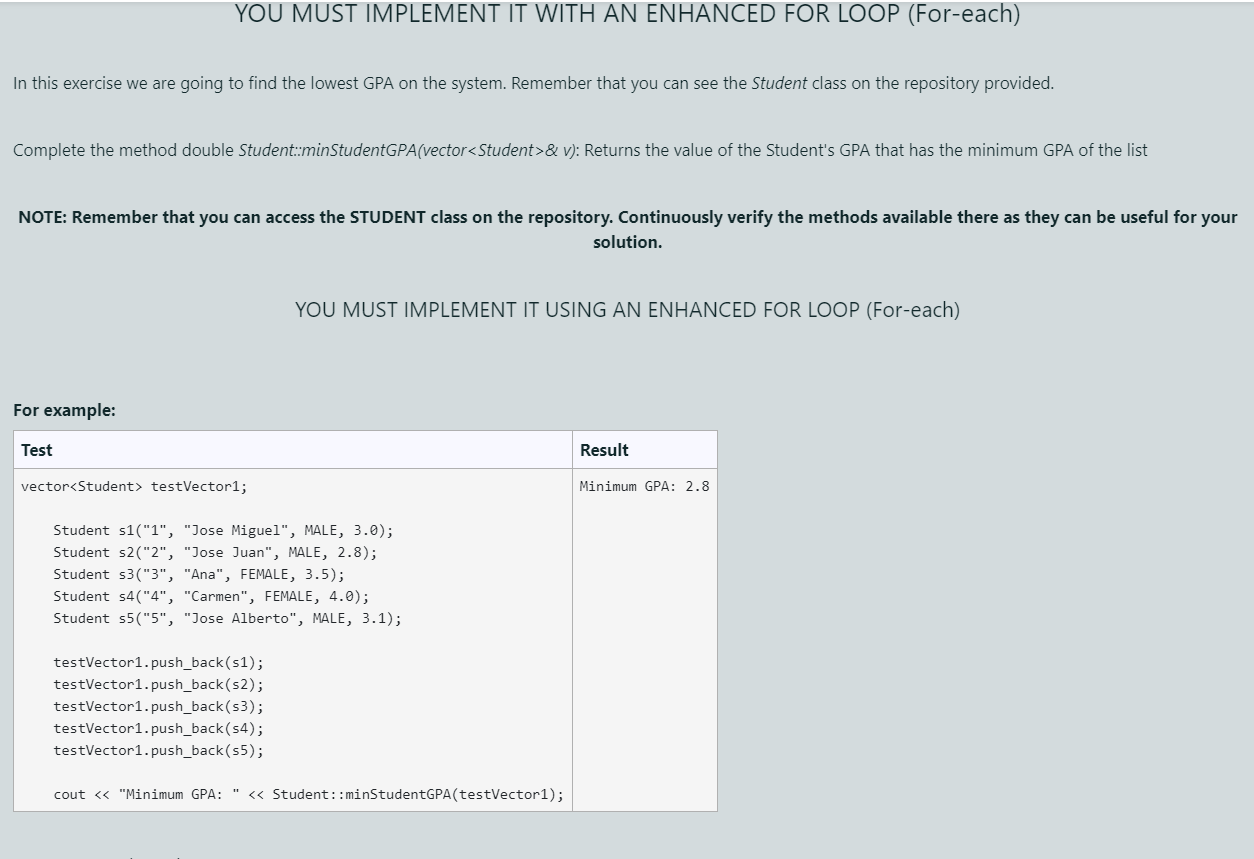 Solved YOU MUST IMPLEMENT IT WITH AN ENHANCED FOR LOOP | Chegg.com