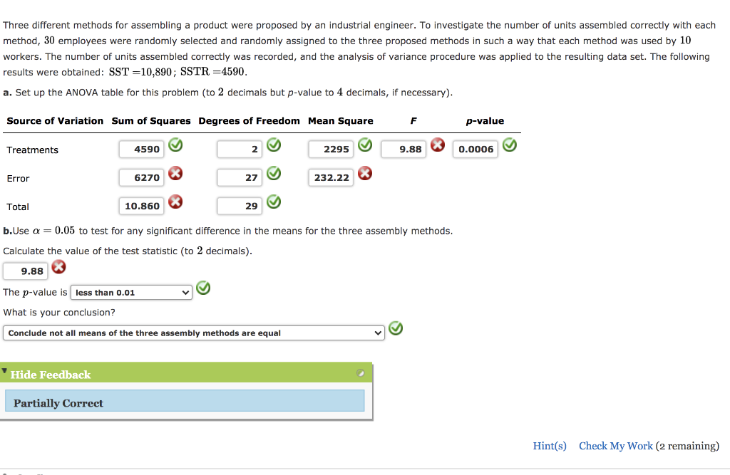 Solved Three different methods for assembling a product were