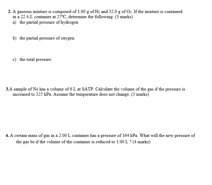 Solved 2. A gaseous mixture is composed of 1.00 g of H2 and | Chegg.com