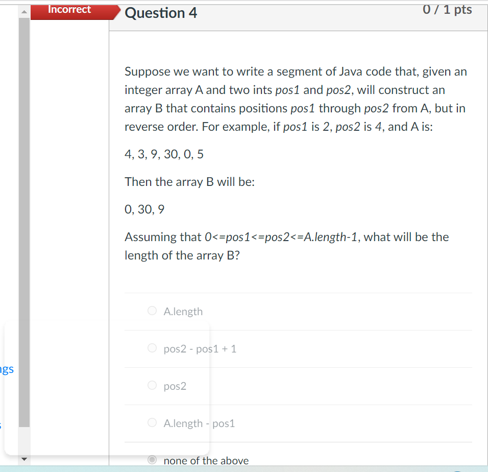 Solved Incorrect Question 4 0 / 1 pts Suppose we want to | Chegg.com