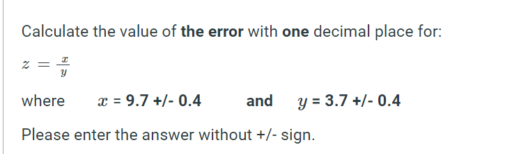 Solved Calculate the value of the error with one decimal | Chegg.com