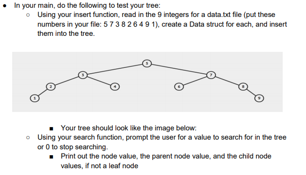 Solved Create a link based Binary Search tree composed of a | Chegg.com