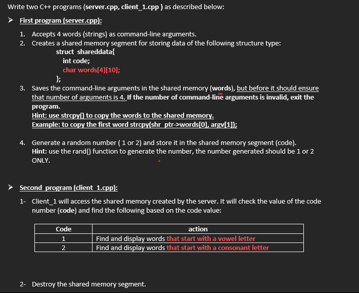 Solved Write two C++ programs (server.cpp, client_1.cpp ) as | Chegg.com