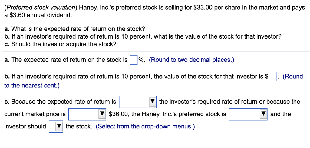 Solved (Preferred stock valuation) Haney, Inc.'s preferred | Chegg.com