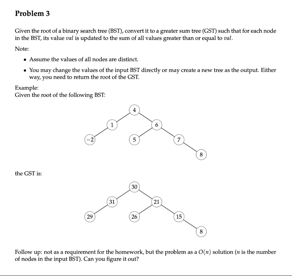 Solved Problem 3 Given the root of a binary search tree | Chegg.com