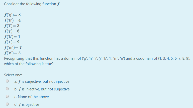 Solved Consider The Following Function F F G 8 F H Chegg Com