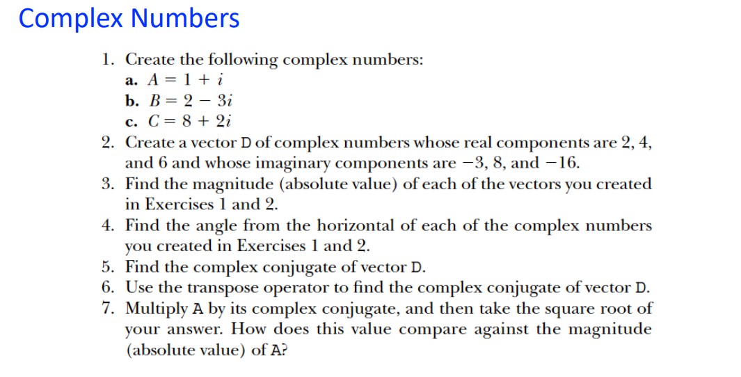 Solved Complex Numbers 1. Create The Following Complex | Chegg.com