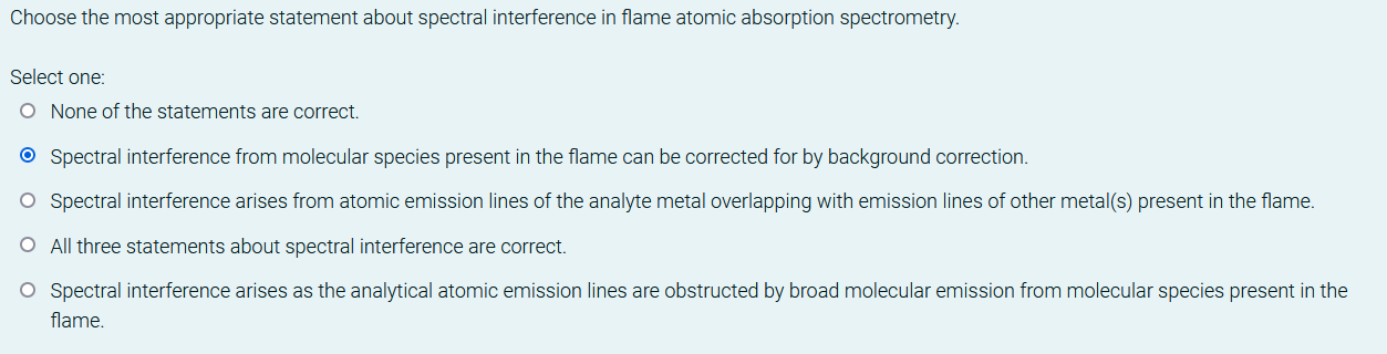 Solved ihoose the most appropriate statement about spectral | Chegg.com