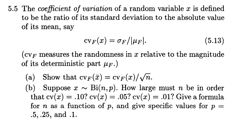 Solved 5.5 The coefficient of variation of a random variable | Chegg.com