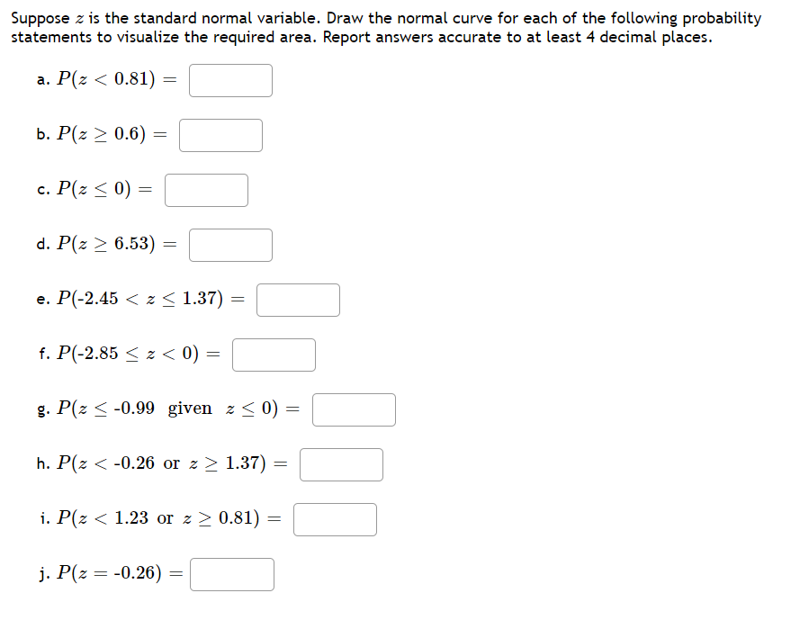 Solved Suppose Z Is The Standard Normal Variable Draw Th Chegg Com