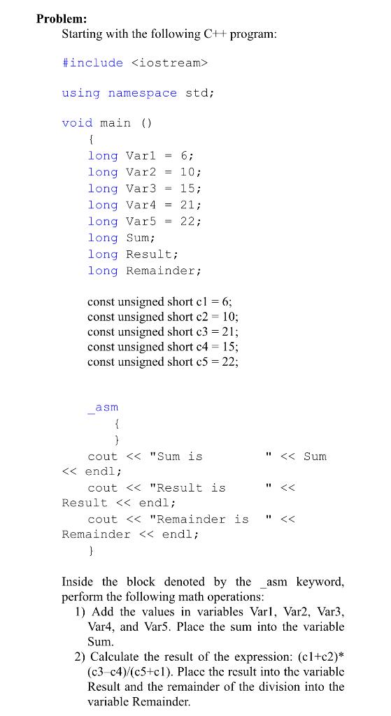 Solved This is an ASSEMBLY CODE question, the code provided | Chegg.com