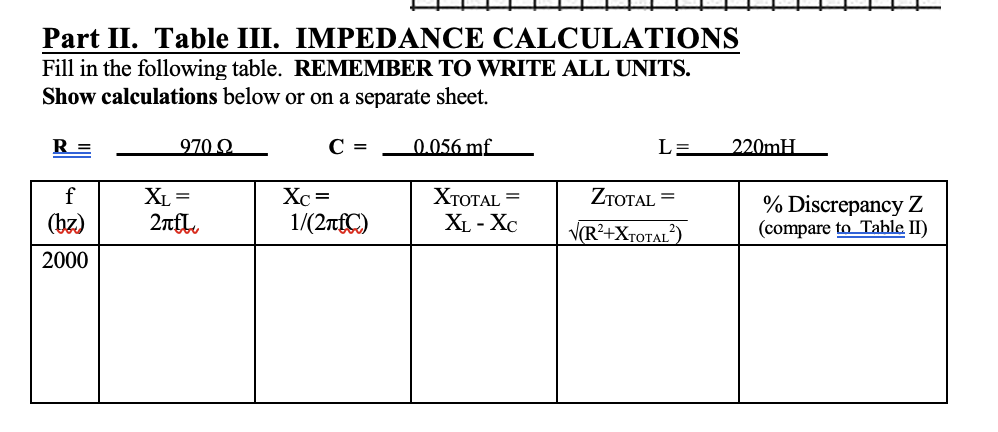 Solved please fill out this table and show your | Chegg.com