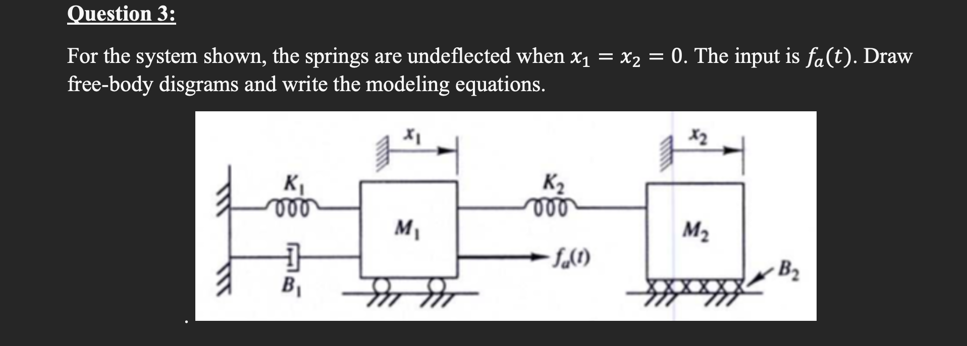 Solved For the system shown, the springs are undeflected | Chegg.com