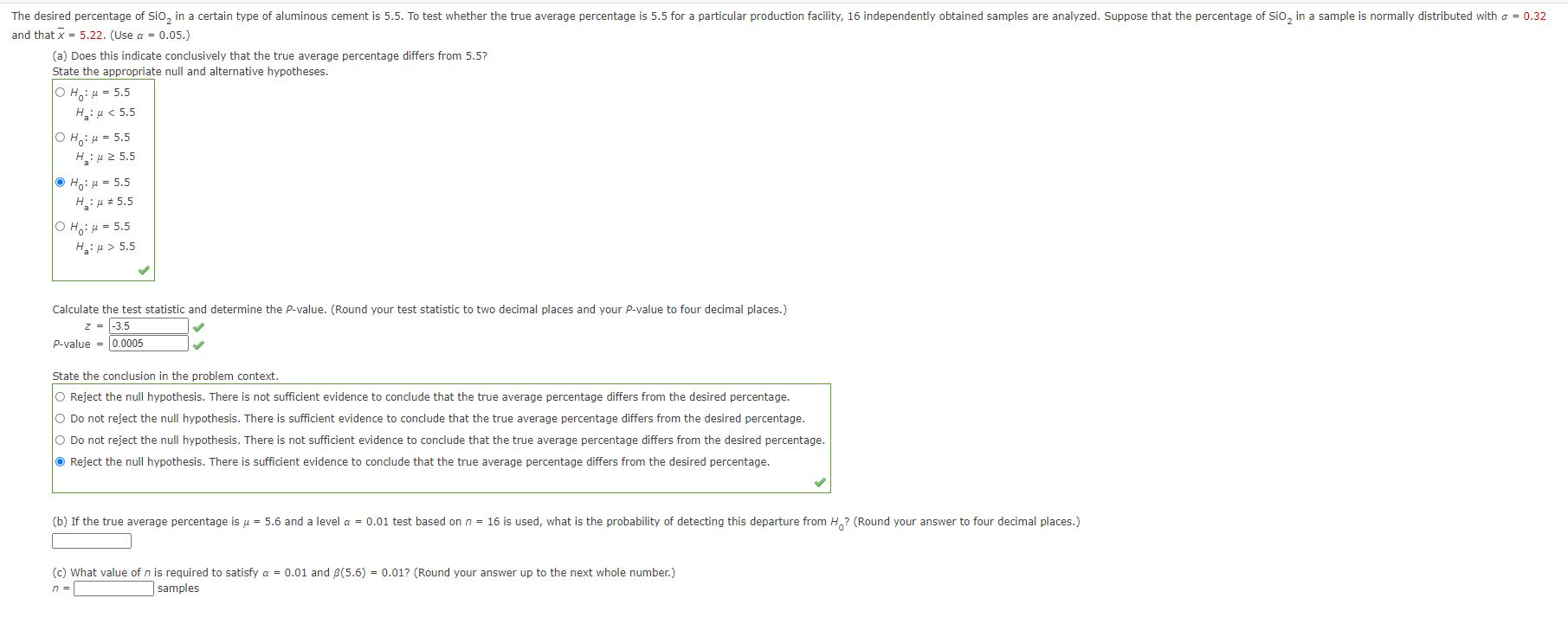 Solved The desired percentage of Sio, in a certain type of | Chegg.com