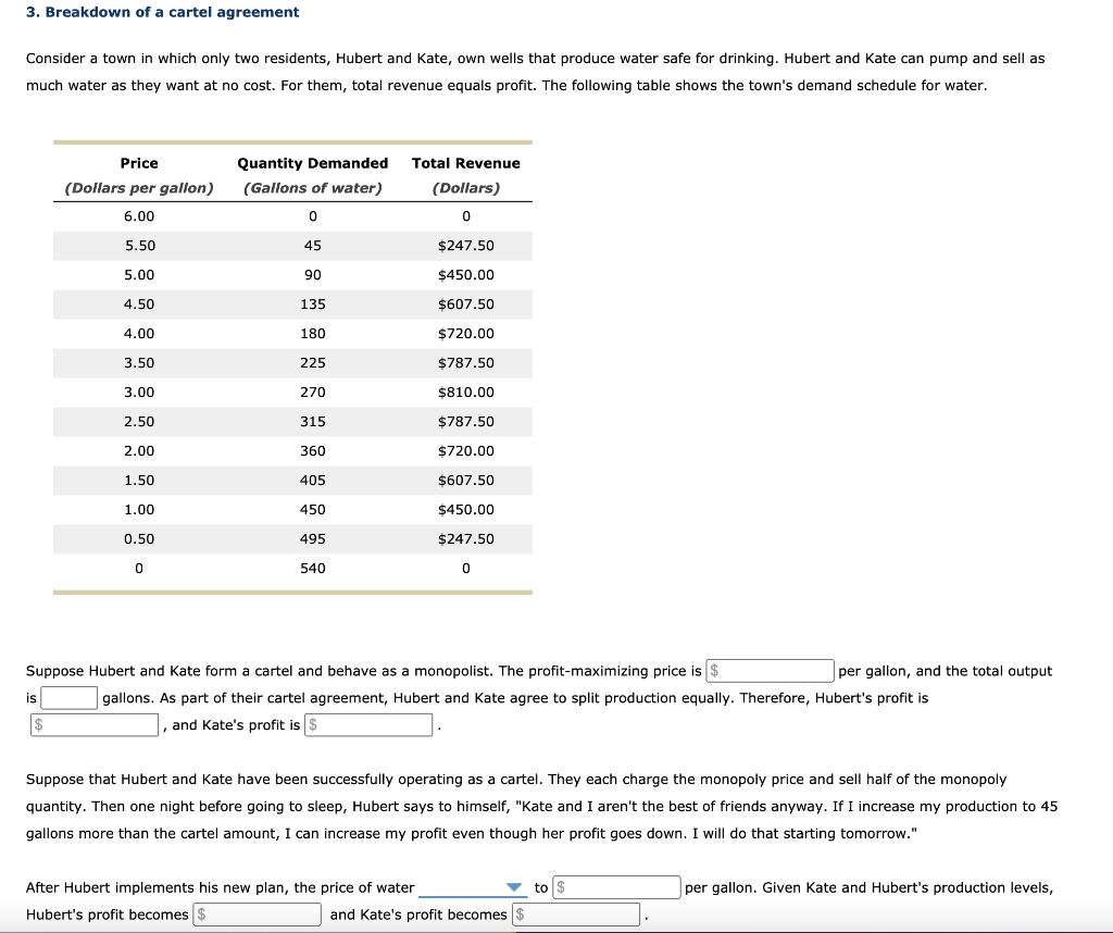 3. Breakdown of a cartel agreement Consider a town in