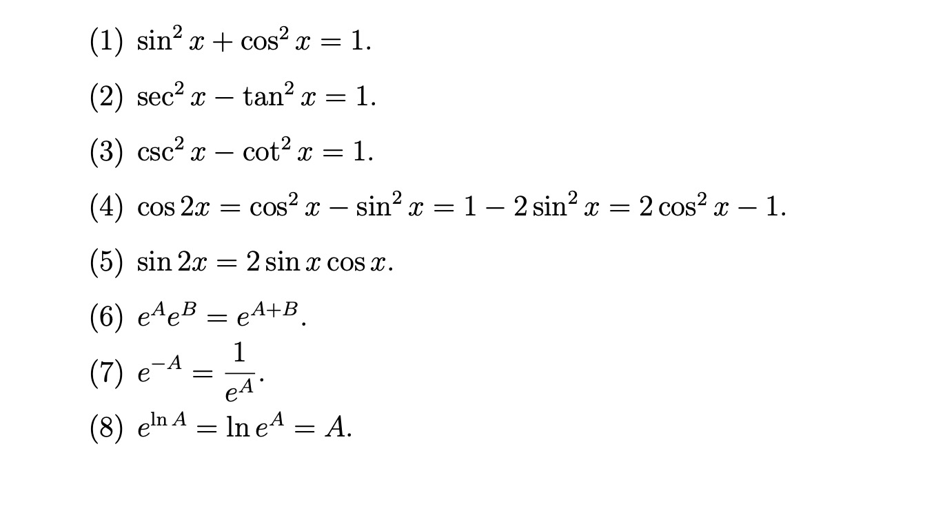 Here Is A List Of Identities Involving Trigonometric Chegg