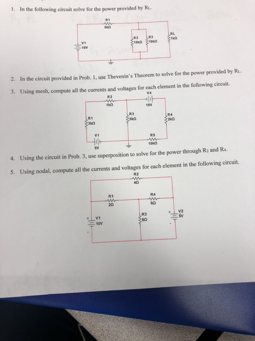 Solved 1. In the following circuit solve for the power | Chegg.com